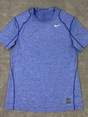 Nike Pro Cool Dri-Fit Shirt Men's Large Blue Fitted Athletic Training 511429
